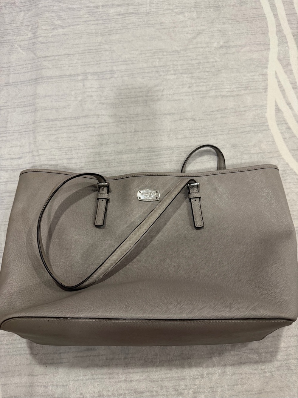 Michael Kors Gray Saffiano Leather Tote with Adjustable Straps